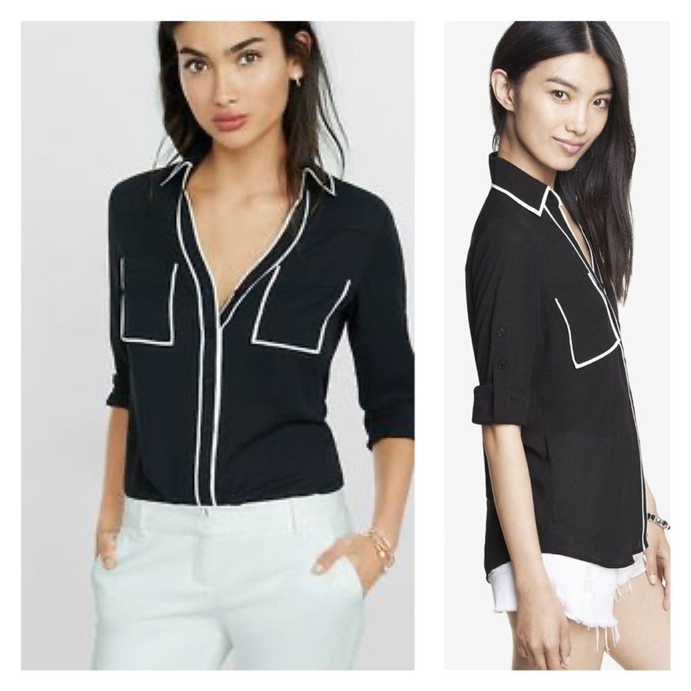 Express Portofino shirt Black w/White Trim - Small